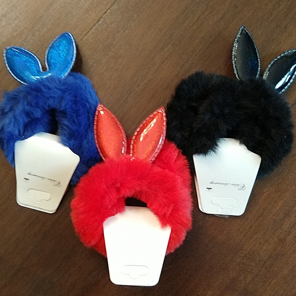 Fluffy Bunny Ear Hair Ties NWT